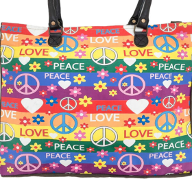 Peace Love Rainbow Recycled Tent Market Tote