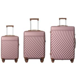 Luggage Sets ABS Hardshell 3pcs Luggage, Lightweight Durable Suitcase sets Spinner Wheels Suitcase with TSA Lock 20''24''28'' Available(Rose Gold