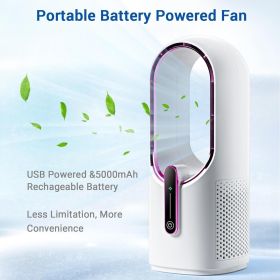 Bladeless Desk Fan, 11.8 Inch Small Rechargeable Fan, Quiet Office Fan, 3 Speeds, Touch Control, Easy to Clean, Desk Fan Small Quiet, Ideal for H
