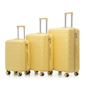20"/24"/28" 3 pcs/set in ABS Spinner Wheel Luggage, Matching Color , With Combination Lock (Yellow)