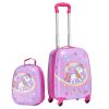Kids Luggage Set, 2 Piece, 18 Inch Hardside Rolling Wheels Suitcase with Hard-Shell Backpack, Unicorn Kids Carry on Luggage Set