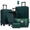Luggage Sets 5 Piece with Front Opening, Hardside Expandable Carry On Suitcase Set with Double Spinner Wheel, Lightweight Travel Luggage with USB Port