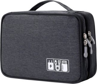 Travel Cable Organizer Bag, Electronic Accessories Case Portable Double Layer Cable Storage Bag for Cord,phone,Charger, Flash Drive, Phone, SD Card