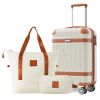 Hardshell Luggage Set 3-Piece, 20 Inch Carry-On Suitcase with Spinner Wheels TSA Lock, Lightweight Durable ABS for Travel Business, Cream