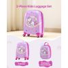 Kids Luggage Set, 2 Piece, 18 Inch Hardside Rolling Wheels Suitcase with Hard-Shell Backpack, Unicorn Kids Carry on Luggage Set