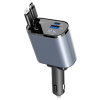 Retractable Car Charger 4 in 1 Fast Car Phone Charger 120W With USB Type C Cable