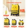 Kids Luggage Set, 5 Piece, 18 Inch Hardside Rolling Wheels Suitcase with Backpack & U-shape Pillow, Bee Kids Carry on Luggage Set