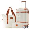 Hardshell Luggage Set 3-Piece, 20 Inch Carry-On Suitcase with Spinner Wheels TSA Lock, Lightweight Durable ABS for Travel Business, Cream