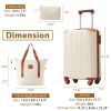 20 Inch Carry On Luggage Set 3 Piece with Spinner Wheels, Lightweight Hardshell ABS Suitcase for Weedend Getaways, Business Travel, White Brown