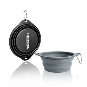 GOOPAWS Silicone Non-Skid Travel Cat & Dog Bowl, 2 count (Color: Black&Grey, size: 7.3 x 7.3 x 2.6 inches)