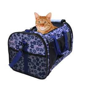 GOOPAWS Soft-Sided Airline-Approved Travel Dog & Cat Carrier (Color: Floral Print Blue, size: 19 x 11 x 11 inches)