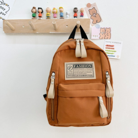 Preschool Children Lightweight And Portable Compact Canvas Backpack (Color: brown, size: Average Size (3-8Y))