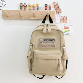 Preschool Children Lightweight And Portable Compact Canvas Backpack (Color: Khaki, size: Average Size (3-8Y))