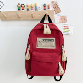 Preschool Children Lightweight And Portable Compact Canvas Backpack (Color: Red, size: Average Size (3-8Y))