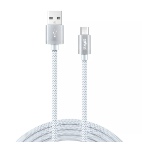 Charge and Sync USB to Micro USB Braided Cable (Color: White, size: 10)
