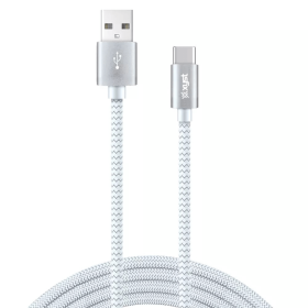 Charge and Sync USB to USB-C Braided Cable (Color: White, size: 10)