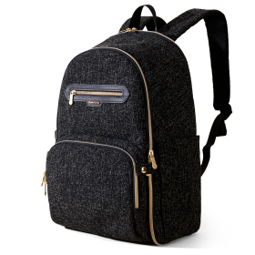 Tweed Luxe Diaper Backpack (Color: black)