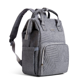 Quilted Diaper Bag Backpack (Color: Gray)