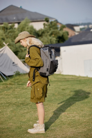 Himawari Waterproof Canvas Backpack Bag with Handles (Color: black, size: One size)
