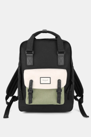 Himawari Waterproof Canvas Backpack Bag with Handles (Color: Black/White, size: One size)