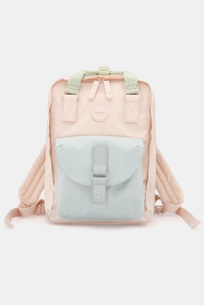 Himawari Contrast Waterproof Canvas Backpack Bag with Round Label (Color: Apple, size: One size)