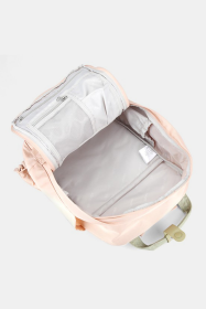 Himawari Contrast Waterproof Canvas Backpack Bag with Round Label (Color: Blue, size: One size)