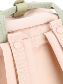 Himawari Contrast Waterproof Canvas Backpack Bag with Round Label (Color: pink, size: One size)