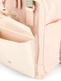 Himawari Contrast Waterproof Canvas Backpack Bag with Round Label (Color: Mustard, size: One size)