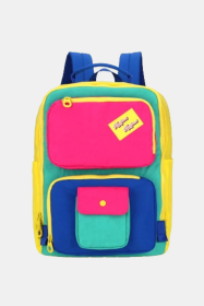 Himawari Contrast Nylon Backpack Bag with Handles (Color: yellow, size: One size)