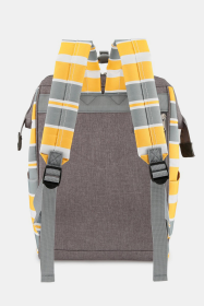 Himawari Striped Waterproof Nylon Backpack Bag with Side Pockets (Color: navy, size: One size)