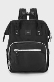 Himawari Waterproof Canvas Backpack Bag with Side Pockets (Color: black, size: One size)