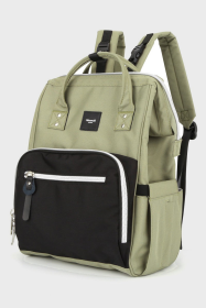 Himawari Waterproof Canvas Backpack Bag with Side Pockets (Color: green, size: One size)