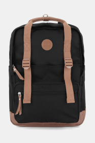 Himawari Waterproof Canvas Backpack Bag with Side Pockets (Color: Black/Brown, size: One size)