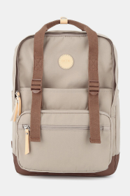 Himawari Waterproof Canvas Backpack Bag with Side Pockets (Color: Khaki, size: One size)