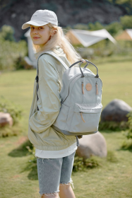 Himawari Waterproof Backpack Bag with Multilayer Pockets (Color: Light Gray, size: One size)