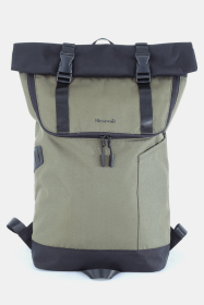 Himawari Contrast Waterproof Canvas Backpack Bag (Color: Army green, size: One size)