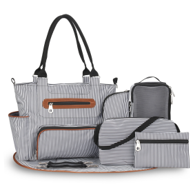 8Pcs Baby Nappy Diaper Bags Set (Color: black)