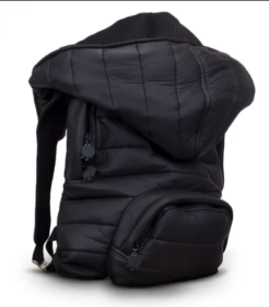 Puffer Series - Hooded Backpack - Water-repellent (Color: black)