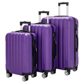Vertical 3-in-1 Spinner Wheel With Handle Trolley Case 20in 24in 28in ABS Aluminum Alloy Trolley Classic Color - Purple (Option: Purple)