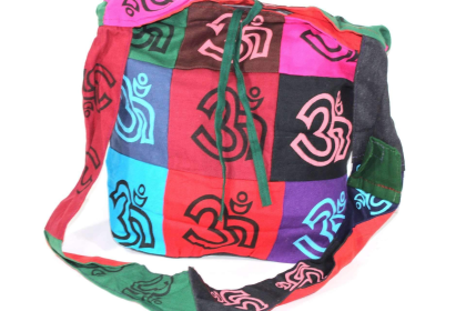 Pop Art Om Patchwork Jhola Sling Bag (Color: Pink/Red/Green)