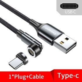 Essager 540 Rotate 3A Fast Charging Magnetic Cable Micro USB Type C Cable For iPhone Xiaomi Magnet Charger Phone Data Wire Cord (Color: Grey Type C Cable, Length: 0 5m)