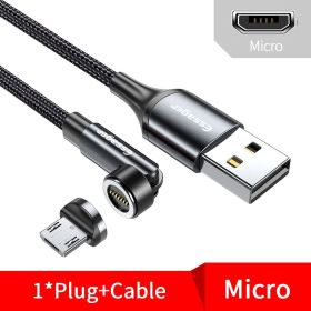 Essager 540 Rotate 3A Fast Charging Magnetic Cable Micro USB Type C Cable For iPhone Xiaomi Magnet Charger Phone Data Wire Cord (Color: Grey Micro Cable, Length: 2m)