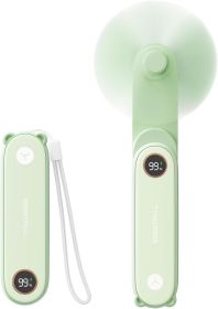 Portable Handheld Mini Fan with LED Display, 3-in-1 Personal Foldable USB Rechargeable Hand Held Fan & Flashlight for Travel, Lash Eyelash (Color: green)