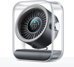 Rechargeable USB Desk Fan, Quiet Table Fan with Turbo Airflow, 100 Speeds, Digital Display, 90° Rotating (Color: black)