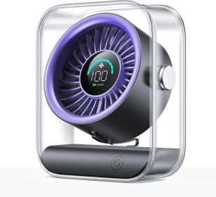 Rechargeable USB Desk Fan, Quiet Table Fan with Turbo Airflow, 100 Speeds, Digital Display, 90° Rotating (Color: Purple)