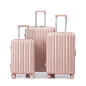 20"/24"/28" 3 pcs/set in ABS Spinner Wheel Luggage, Carry on Suitcase, with Cup Holder & USB Port & Phone Holder (Pink) (title: default title)