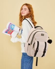 School Backpack for Teen Girls, Student Backpack Purse for 14-16 Teenage, Cute Kid Bookbag, Back to School Backpacks Fit 15.6 Inch Laptop (Color: Nude)