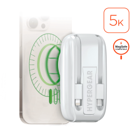HyperGear Mag Grip Go 5000mAh Wireless Power Bank (Color: White)