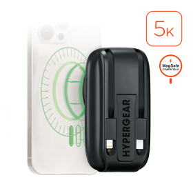 HyperGear Mag Grip Go 5000mAh Wireless Power Bank (Color: black)