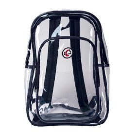 The Clear Backpack - Heavy-Duty 16" Clear PVC, See-Through Design (Color: black)